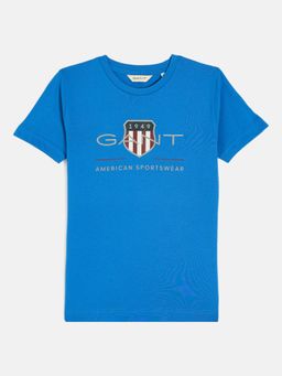 GANT - Boys Blue Round Neck Short Sleeves T-shirt