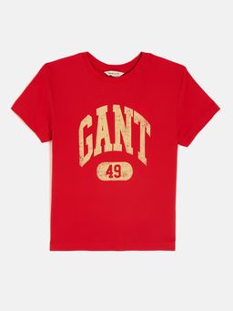 GANT - Boys Red Round Neck Short Sleeves T-shirt