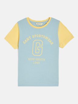 GANT - Boys Blue Round Neck Short Sleeve Typography T-shirt