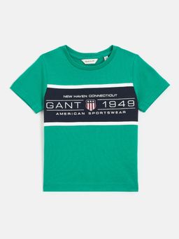 GANT - Boys Green Brand Logo Round Neck Short Sleeves T-shirt