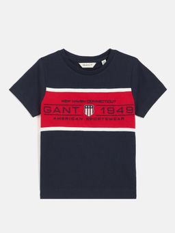 GANT - Boys Navy Blue Brand Logo Round Neck Short Sleeves T-shirt