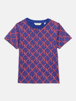 GANT - Boys Blue Round Neck Short Sleeve Printed T-shirt