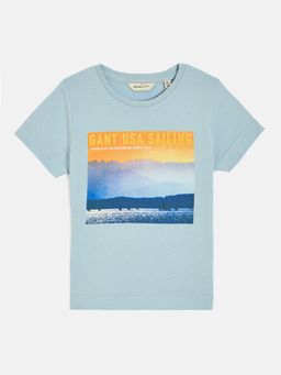 GANT - Boys Blue Round Neck Short Sleeve Graphic T-shirt