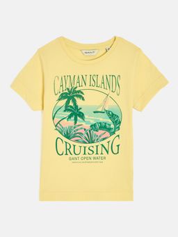GANT - Boys Yellow Round Neck Short Sleeve Graphic T-shirt