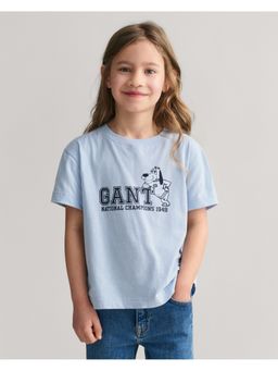 GANT - Boys Blue Printed Round Neck Short Sleeves T-shirt