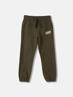 GANT - Boys Green Solid Mid-Rise Relaxed Fit Jogger