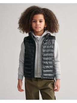 GANT - Boys Black Solid Stand Collar Sleeveless Puffer Jacket