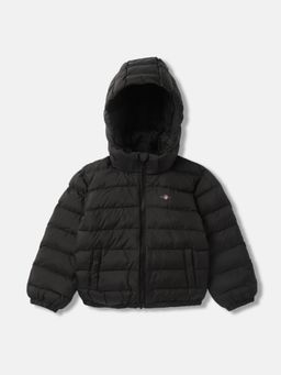 GANT - Boys Black Solid Hooded Full Sleeves Puffer Jacket