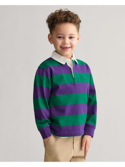 GANT - Boys Purple Colorblock Polo Collar Full Sleeves T-Shirt