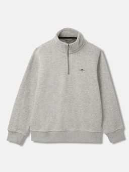GANT - Boys Grey Solid High Neck Full Sleeves Sweatshirt