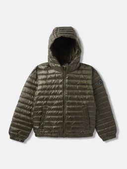 GANT - Boys Green Solid Hooded Full Sleeves Puffer Jacket