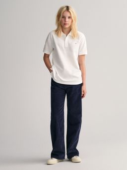 GANT - Boys White Solid Regular Fit Shield Polo T-shirt