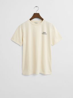 GANT - Boys Off White Round Neck Regular Fit T-shirt