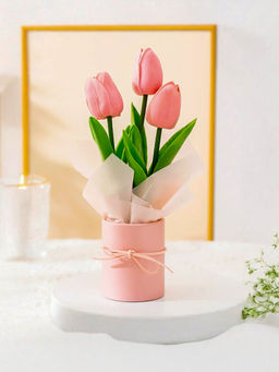 Ekhasa - Realistic Tulip Flower Vase Pot with Artificial Flowers