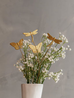 Glimpse Homes - 2 Dragonfly & 2 Butterfly Golden Wings Metal Sticks