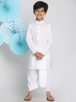 Vastramay - Boys White Kurta & Dhoti (Set of 2)