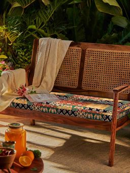 Chumbak - French Rattan Loveseat - Boho Patches