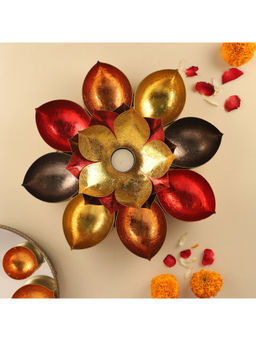 HomeTown - Aruba Iron Lotus Tealight Holder In Multi-Color