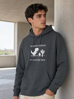 Nobero - Printed Grey Full Sleeve Hoodie Cotton for Men