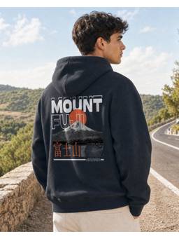 Nobero - Mens Grey Oversized Graphic Printed Cotton Hoodie