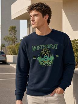 Nobero - Mens Cotton Regular Fit Full Sleeve Printed Navy Blue Sweatshirt