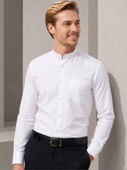 Hancock - Men White Solid Regular Fit Pure Cotton Formal Shirt