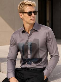 Hancock - Men Mauve Printed Pure Cotton Slim Fit Party Shirt