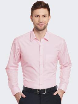 Hancock - Men Pink Solid Cotton Slim Fit Formal Shirt