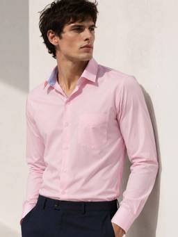Hancock - Men Pink Solids Slim Fit Formal Shirt