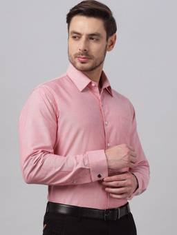 Hancock - Men Pink Solid Spread Collar Slim Fit Formal Shirt