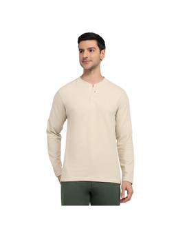 ColorPlus - Regular Fit Self Design Light Fawn T-shirt