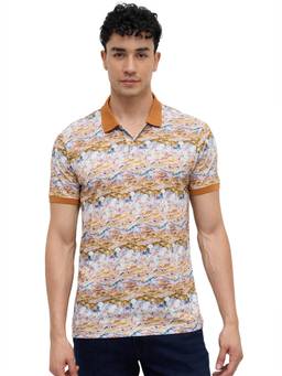ColorPlus - Regular Fit Printed Medium Orange T-shirt