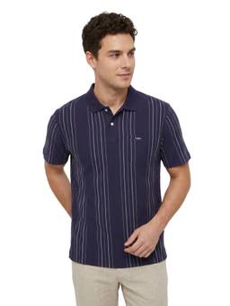 ColorPlus - Comfort Fit Striped Dark Blue T-shirt