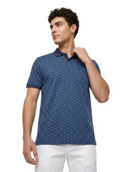 ColorPlus - Regular Fit Printed Dark Blue T-shirt