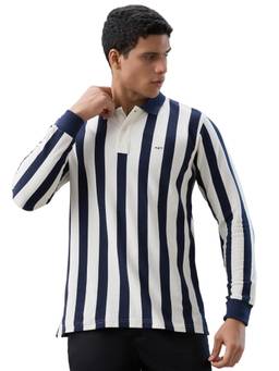 ColorPlus - Regular Fit Striped Dark Blue T-shirt