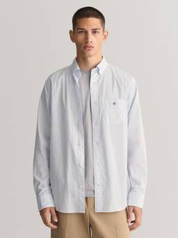 GANT - Men Blue Striped Regular Fit Classic Poplin Shirt