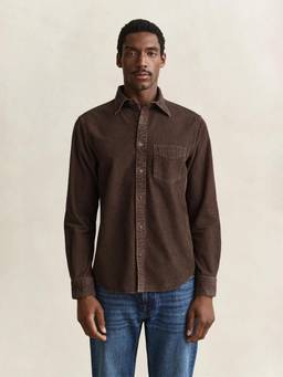 GANT - Men Brown Solid Regular Fit Cotton Shirt
