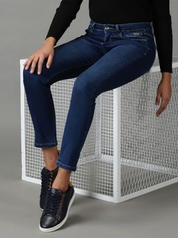 SHOWOFF - Women's Stretchable Clean Look Navy Blue Slim Fit Jeans