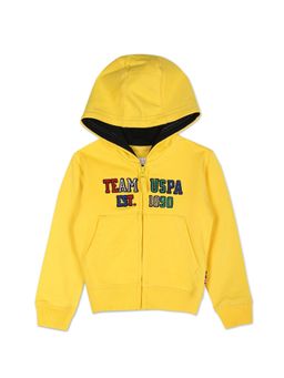 U.S. POLO ASSN. - Boys Yellow Hooded Appliqued Cotton Sweatshirt