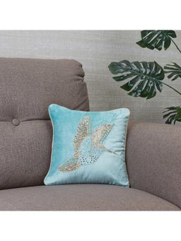 HomeTown - Bahamas Bird Ornamented Cushion Cover 30 x 30 Cm in Aqua Colour