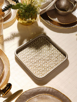 Pure Home + Living - Beige Lazer Cut Faux Leather Tray