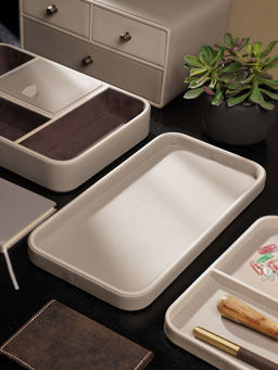 Pure Home + Living - Beige Faux Leather Tray