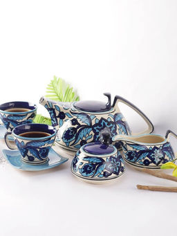 Unravel India - Blue Ceramic 9 Piece Tea Sets