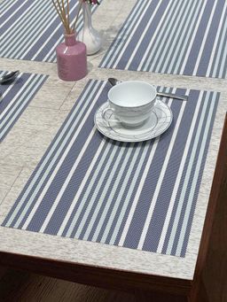 BIANCA - Blue Premium Woven Pvc Placemat for Dining Table (Set Of 6)