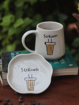 WEAVING HOMES - Sukoon Mug & Handmade Dessert Plate (Set Of 2)