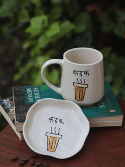 WEAVING HOMES - Kadak Mug & Handmade Dessert Plate (Set Of 2)