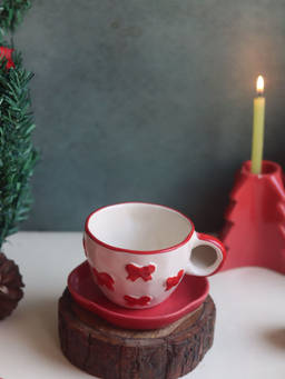 WEAVING HOMES - Bow Mug & Pink Handmade Dessert Plate (Set Of 2)