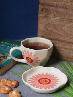 WEAVING HOMES - Flower Coffee Mug & Handmade Dessert Plate (Set Of 2)