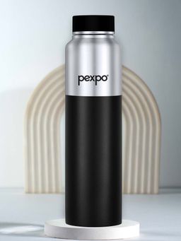 Pexpo - Crown Silver-Black Stainless Steel Fridge Bottle - 1000 Ml