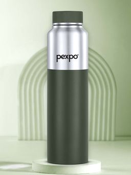 Pexpo - Crown Silver-Military Green Stainless Steel Fridge Bottle - 1000 Ml